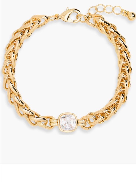 Nordstrom Jewelry - Nordstrom Gold Braided Statement Bracelet with Bezel Set Cubic Zirconia Stone